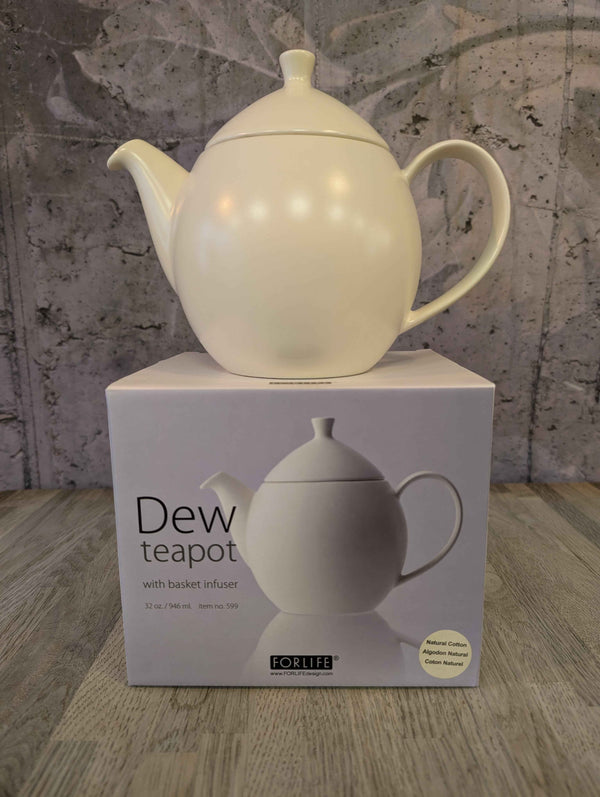 Forlife Dew Ceramic Teapot with Infuser Basket - 946ml / 32oz - Various Colours