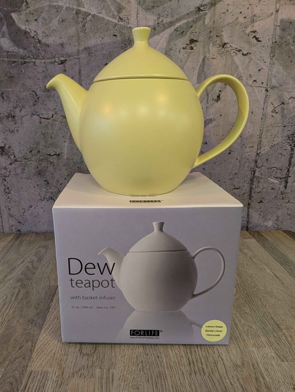 Forlife Dew Ceramic Teapot with Infuser Basket - 946ml / 32oz - Various Colours
