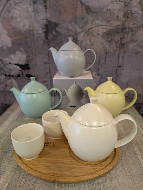 Forlife Dew Ceramic Teapot with Infuser Basket - 946ml / 32oz - Various Colours